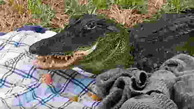 An Alligator Eating A Picnic Lunch NEVER Invite An Alligator To Lunch